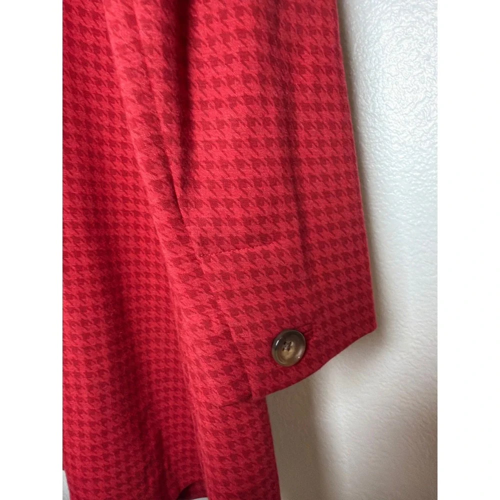 Cabi Red Houndstooth‎ Asymmetrical Button Jacket Blazer Size S